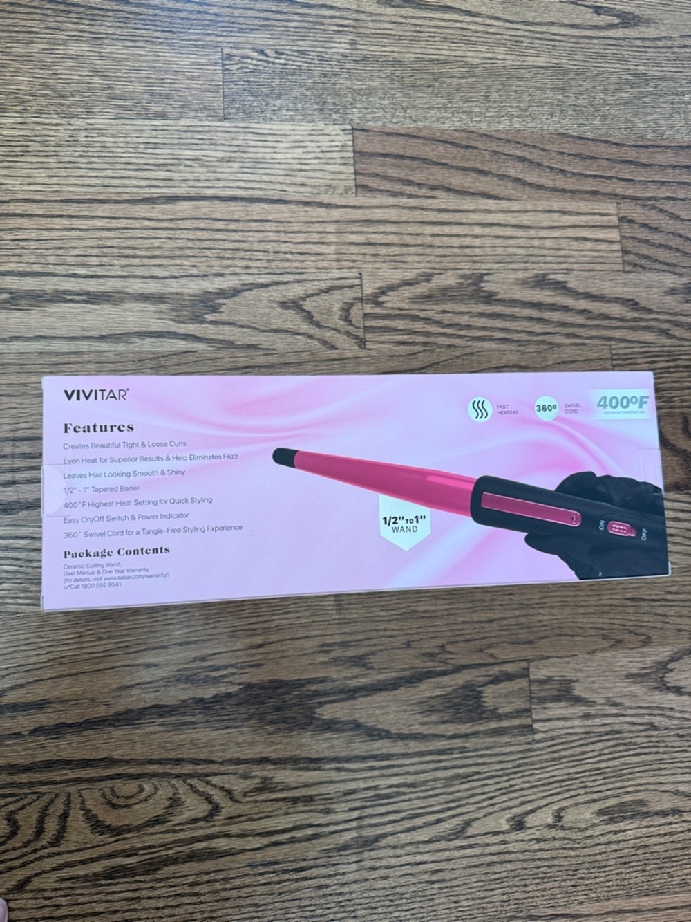 Vivitar Pink Ceramic Tourmaline Curling Wand - 1/2" to 1" - Picture 2 of 5